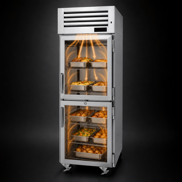 Product image #5 for Turbo Air PRO Series 26 Cu. Ft. Reach-In Heated Holding Cabinet with 2 Glass Half Doors