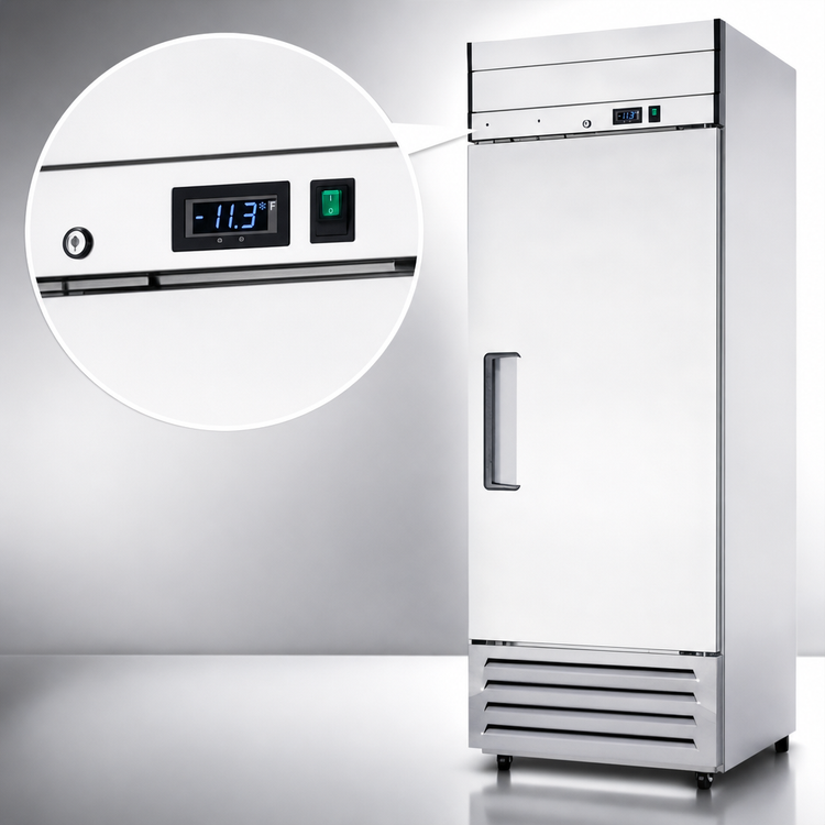 Product image #4 for Excellence Commercial Products DSS-19F One-Section Reach-In Freezer, 19.3 Cu. Ft., Stainless Steel, Bottom-Mount Self-Contained