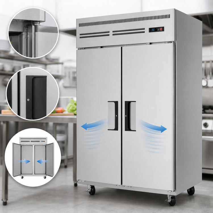 Product image #4 for Everest Refrigeration ESR2 Two-Section Reach-In Refrigerator, 48 Cu. Ft., Self-Contained Top-Mounted, Stainless Steel