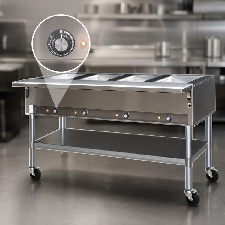 Product image #4 for Eagle Group Portable Electric Hot Food Table with 4 Dry Wells, Open Base, 66-Inch Wide