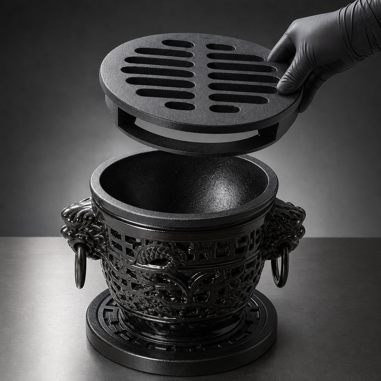 Product image #4 for Town Equipment Dragon-Style Japanese Hibachi Stove Set with Removable Cast Iron Grill