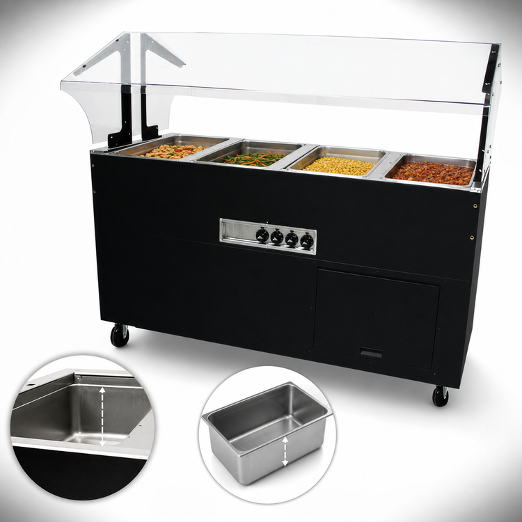 Product image #4 for Advance Tabco Triumph Supreme Portable Electric Hot Food Buffet Table with 4 Sealed Wells