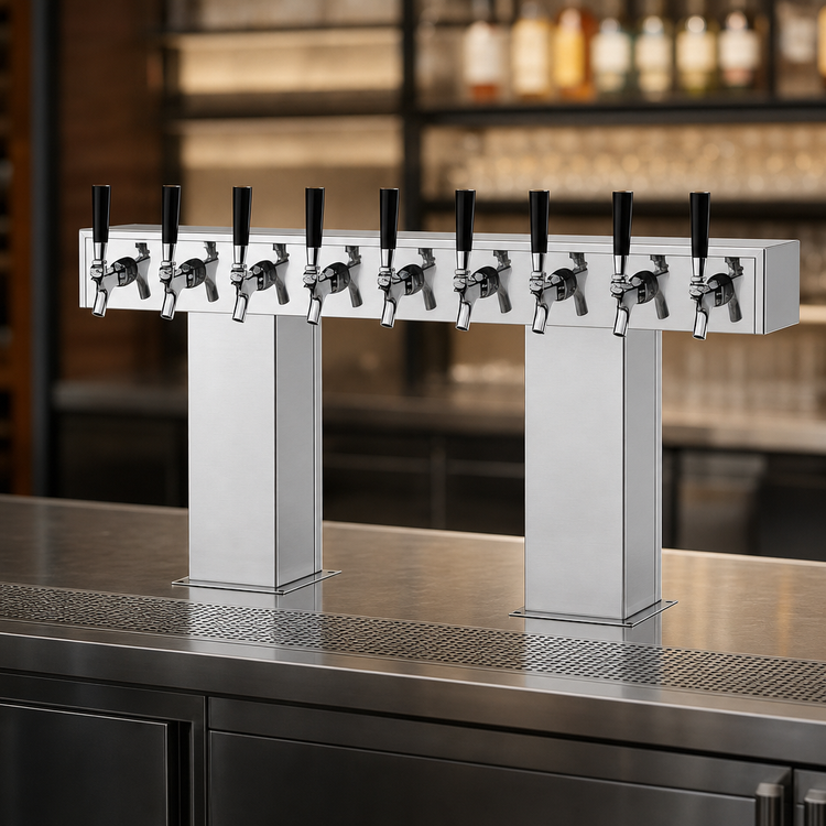 Product image #4 for Perlick Bridge Tee Countertop Extra High 30-Faucet Glycol-Cooled Stainless Steel Draft Beer Tower