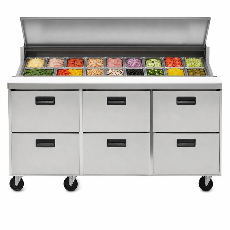 Product image #4 for Centerline by Traulsen 72-Inch 6-Drawer Mega Top Prep Table Refrigerator