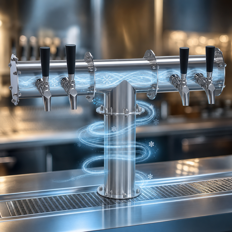 Product image #4 for Krowne Four-Faucet Pipe T-Head Glycol-Cooled Beer Tower