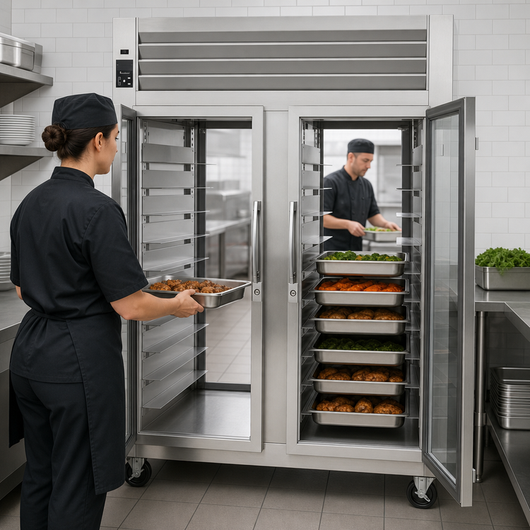 Product image #4 for Traulsen Spec-Line R Series Pass-Thru Heated Holding Cabinet, 2-Section, Standard Depth, Full-Height Glass Doors