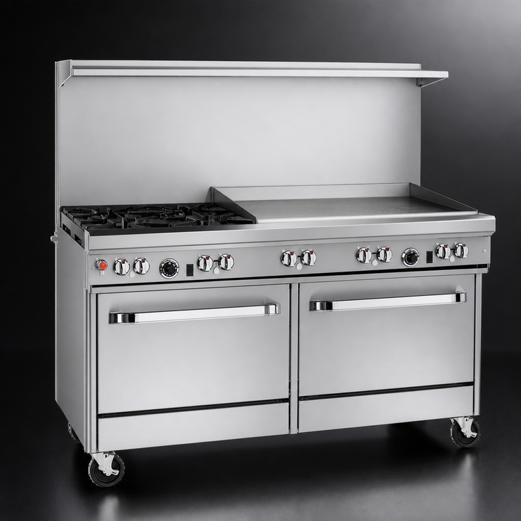 Product image #4 for Southbend Ultimate 60-Inch Gas Restaurant Range with 2 Open Burners, 48-Inch Griddle, Standard Oven, and Cabinet Base