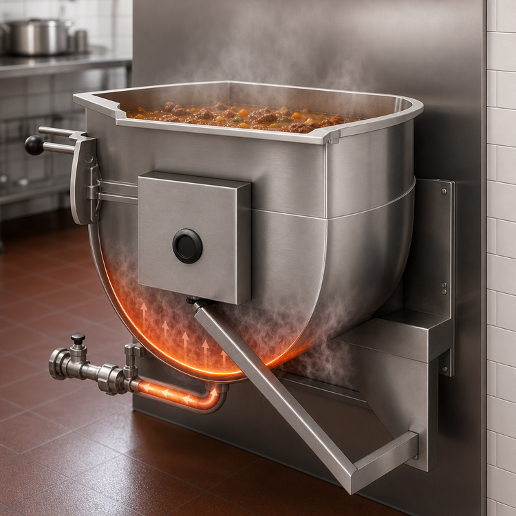 Product image #4 for Legion 50-Gallon Direct Steam Tilting Wall-Mount Steam Kettle