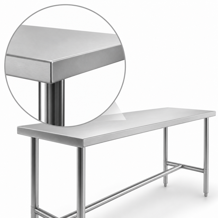 Product image #4 for Heavy Duty Stainless Steel Work Table with Open H-Frame Base, 84W x 24D x 36H