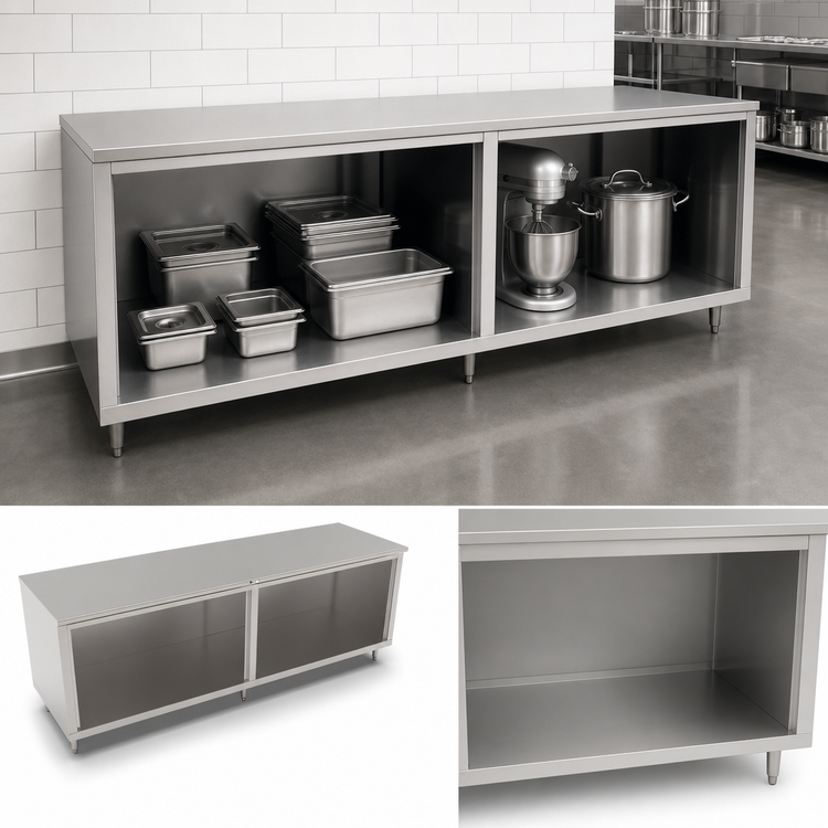 Product image #4 for John Boos 144-Inch x 30-Inch Stainless Steel Open Front Cabinet Base Work Table with Flat Top