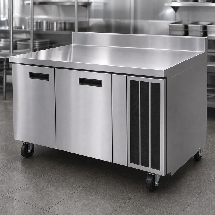 Product image #4 for Delfield 114-Inch 3-Section Refrigerated Work Table with 4-Inch Backsplash, 3 Doors