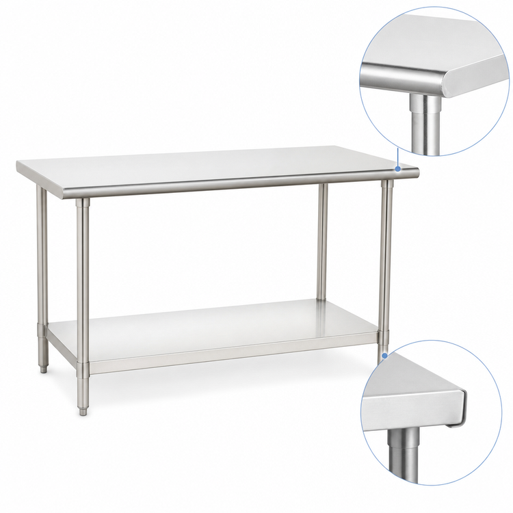 Product image #4 for Eagle Spec-Master 108" W x 36" D Flat Top Stainless Steel Work Table with Adjustable Undershelf