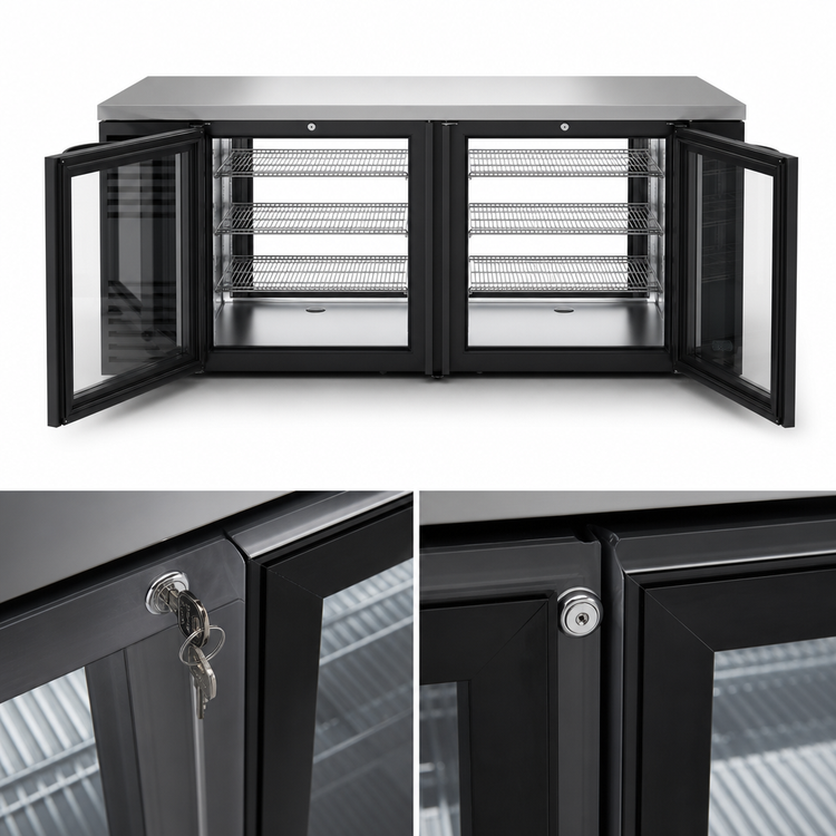 Product image #4 for True Premier Bar 60-Inch Pass-Thru 2-Section Refrigerated Back Bar Cooler with 4 Glass Doors