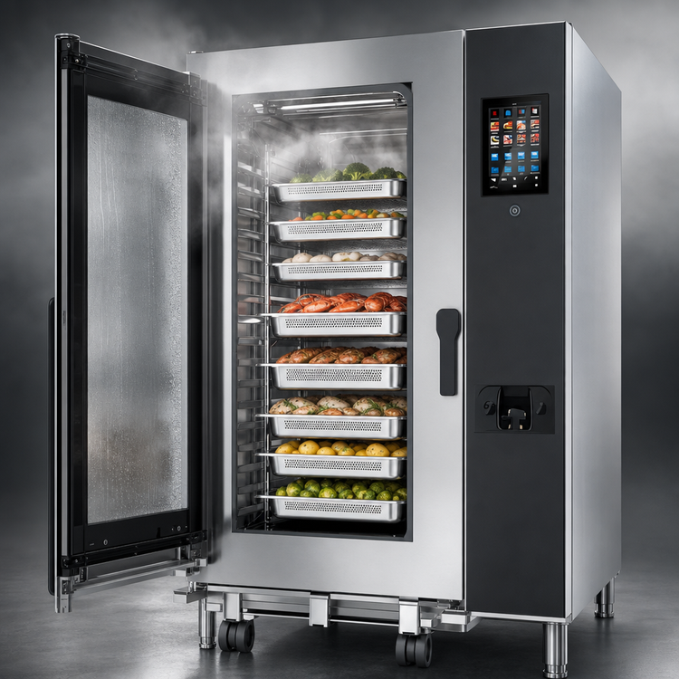 Product image #4 for Lainox Naboo 5.0 NAE202B Electric Floor Model Combi Oven with Direct Steam and 20 x 2/1 GN Capacity