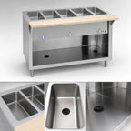 Thumbnail image #4 for Duke Manufacturing Thurmaduke E-5-CBPG 5-Well Electric Steamtable, Full-Size, Sealed Wells, Stainless Steel Top, Open Storage Base, 74-Inch