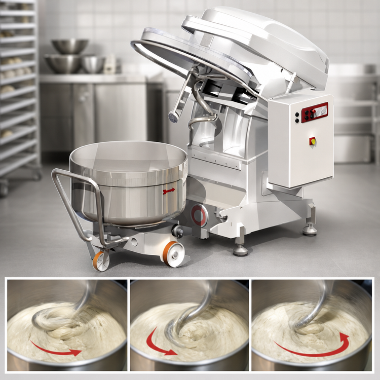 Product image #4 for Univex Silverline SL80RB Removable Bowl Spiral Mixer, 137 Qt. Bowl, 175 Lb. Dough Capacity, 2-Speed with Reverse