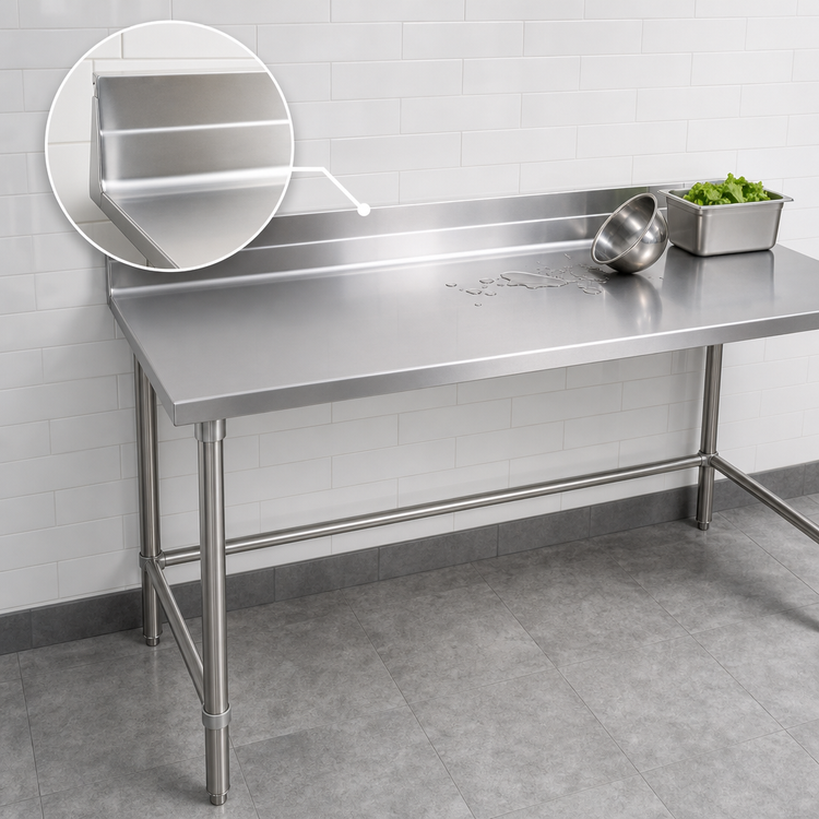 Product image #4 for John Boos Stallion 84" x 36" Stainless Steel Work Table with 5" Backsplash