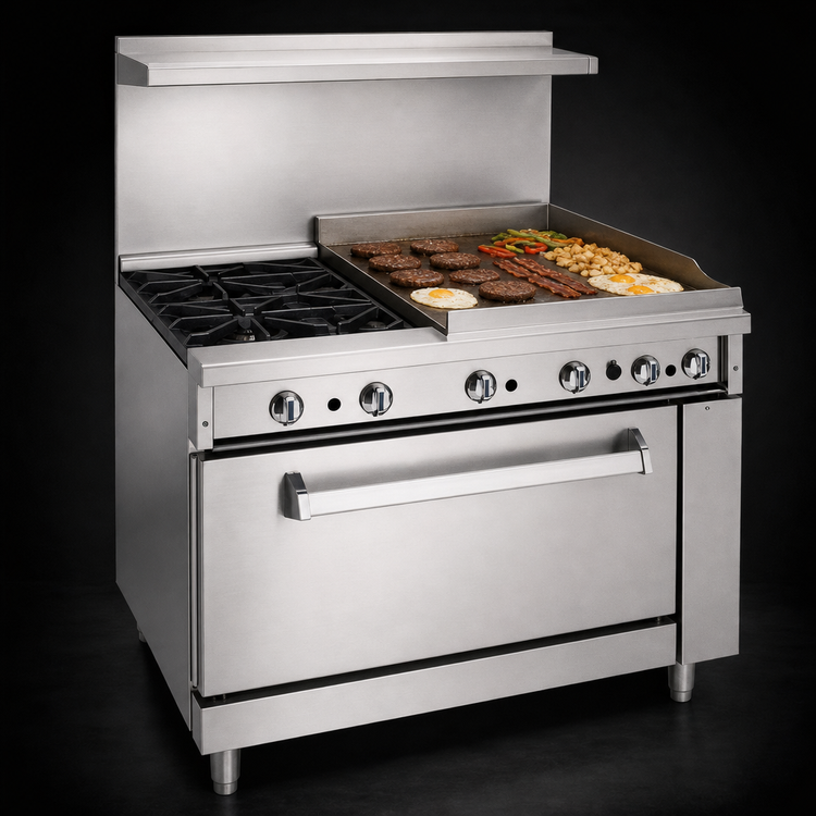 Product image #4 for Imperial Pro Series 36-Inch Gas Restaurant Range with 2 Open Burners, 24-Inch Griddle and Standard Oven