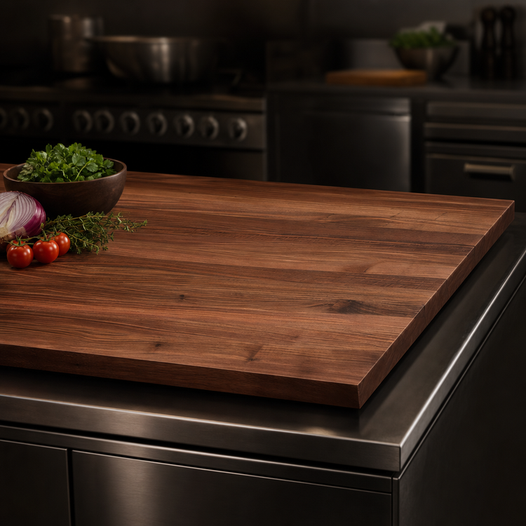 Product image #4 for John Boos American Black Walnut Full-Length Edge Grain Kitchen Countertop, 108 x 42 x 1-1/2 Inch, Varnique Finish