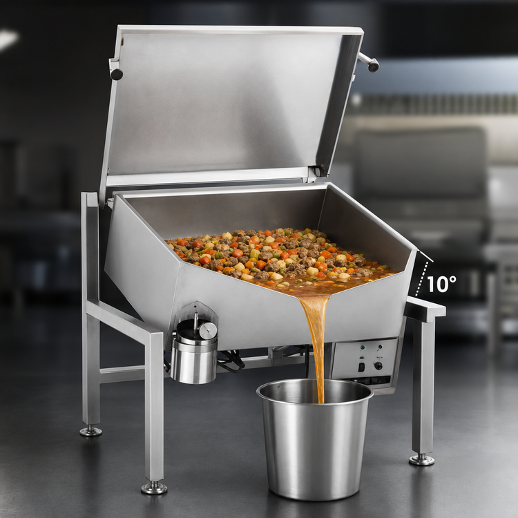 Product image #4 for Legion Combi-Pan Insulated Gas Tilting Skillet, 42.6-Gallon, 100,000 BTU, Open Frame Base