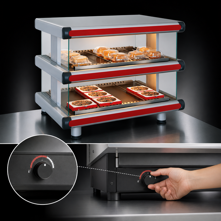 Product image #4 for Hatco Glo-Ray Designer Horizontal Hot Food Display Warmer, Countertop, 2-Shelf