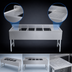 Thumbnail image #4 for Sapphire Manufacturing 4-Compartment Stainless Steel Underbar Sink with Left and Right Drainboards, 72 Inch Wide