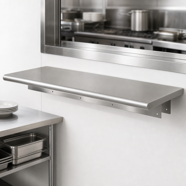 Product image #4 for BK Resources 120-Inch Wide Pass-Through Shelf, 18-Inch Deep, Stainless Steel