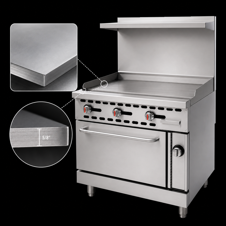Product image #4 for Omcan Commercial Natural Gas Range with 36-Inch Griddle Plate and Standard Oven