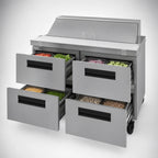 Thumbnail image #4 for Hoshizaki Steelheart SR48B-12D4 48-Inch Two-Section Sandwich Top Prep Refrigerator with 4 Drawers and 12 1/6-Size Pans