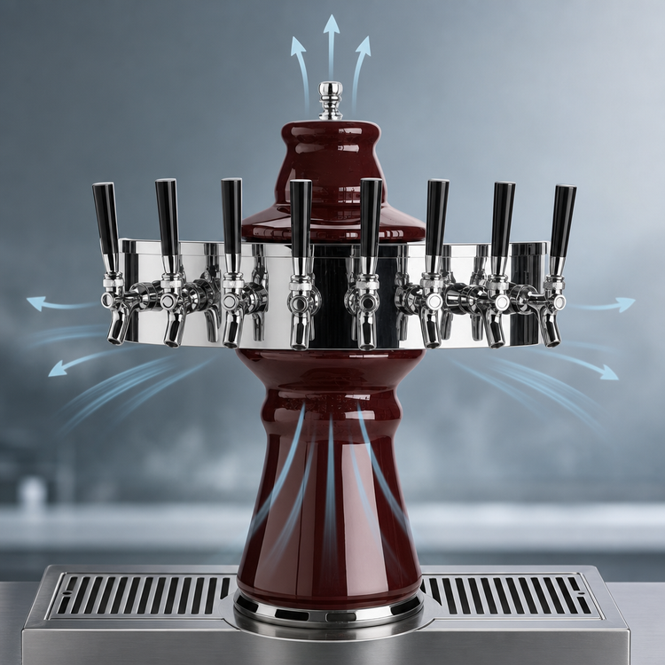 Product image #4 for Micro Matic Vienna Countertop Air-Cooled 8-Faucet Ceramic Draft Beer Tower