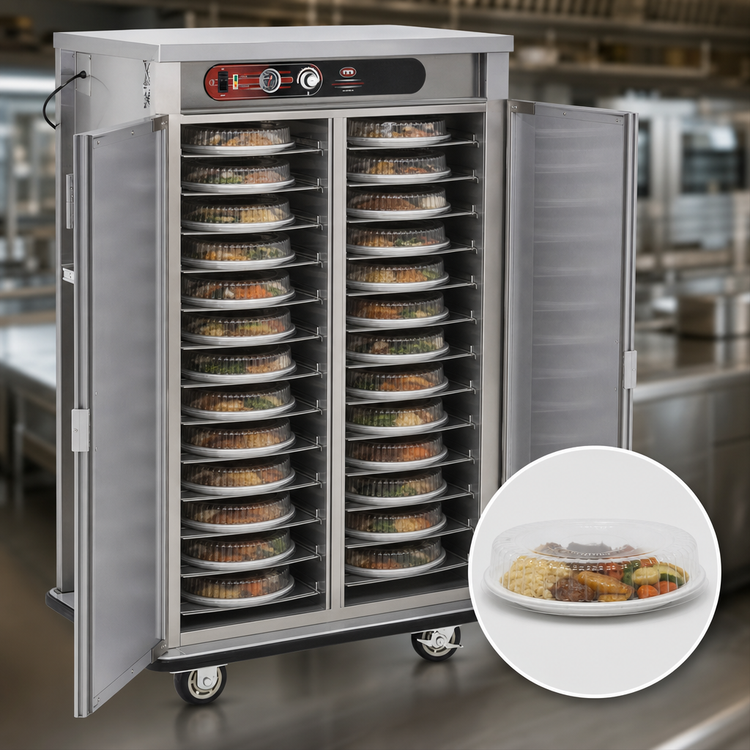 Product image #4 for FWE E-Series E-960 Electric Heated Banquet Cart Holding Cabinet, 96 Covered 11-Inch Plate Capacity