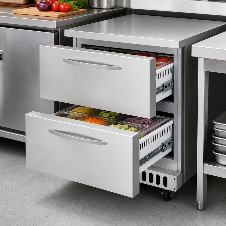Product image #4 for Turbo Air PRO Series Front-Breathing 1-Section Undercounter Refrigerator with 2 Drawers, 6.5 Cu. Ft.