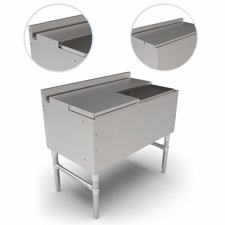 Product image #4 for John Boos 36-Inch Underbar Ice Bin/Cocktail Unit with Insulated Stainless Steel Bin and Sliding Lid