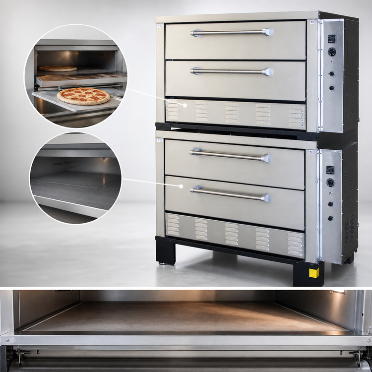 Product image #4 for Peerless Double-Stack Electric Deck Bake Oven with 4 Decks, 42 x 32 Inch Steel Deck Interior, Right-Side Digital Controls