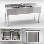 Thumbnail image #4 for Eagle Group 1800 Series B4C-2-18 48-Inch 2-Compartment 304 Stainless Steel Underbar Sink with Dual Drainboards