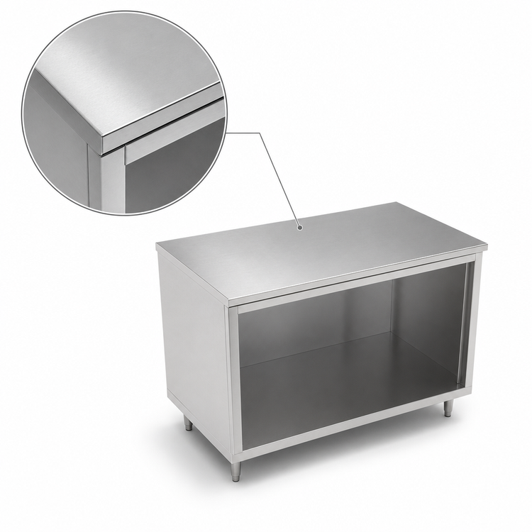 Product image #4 for John Boos 48"W x 30"D Stainless Steel Open Front Cabinet Base Work Table with Flat Top
