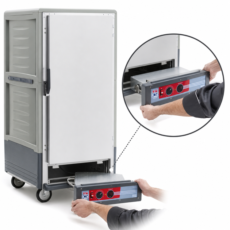 Product image #4 for Metro C5 3 Series 3/4 Height Low Wattage Heated Holding Cabinet with Gray Insulation Armour, Solid Door and Fixed Wire Slides