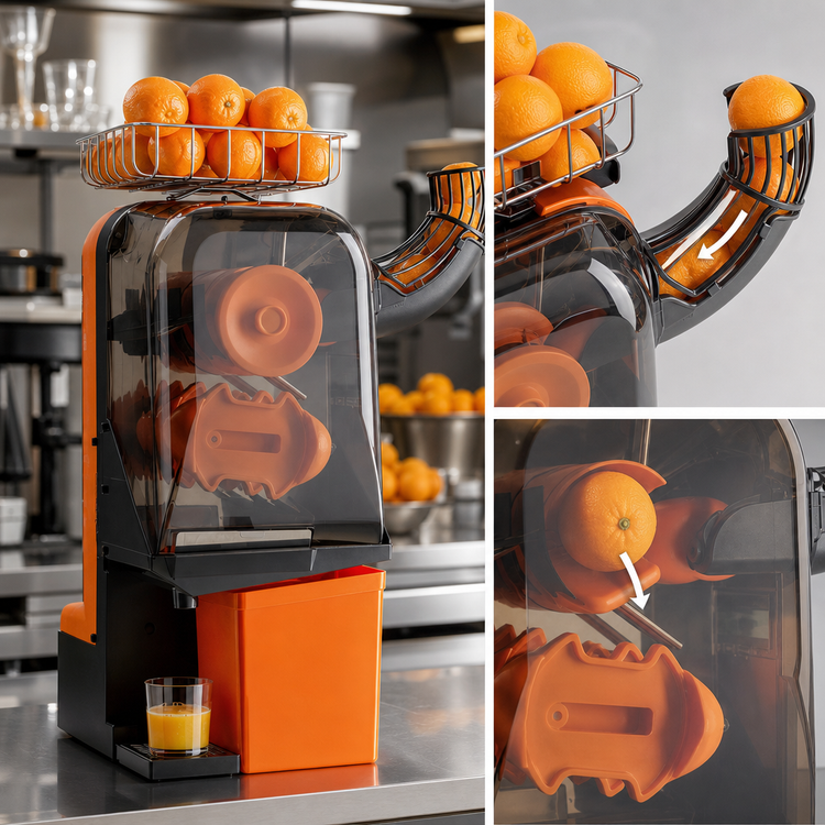 Product image #4 for Zumoval Trento MiniMax Countertop Automatic Feed Citrus Juicer, 15 Oranges/Minute, 115V