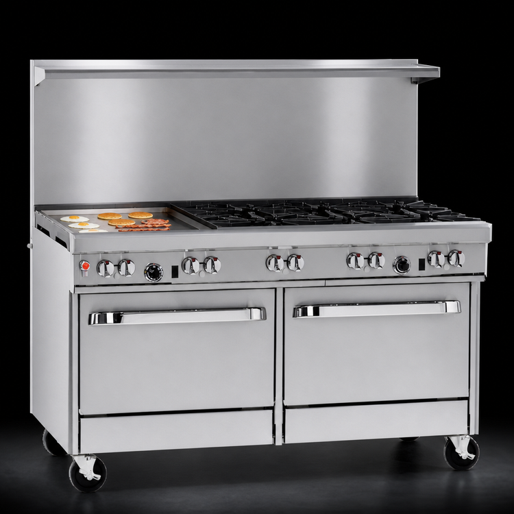 Product image #4 for Southbend Ultimate 60-Inch Gas Restaurant Range with 4 Pyromax Burners, 24-Inch Griddle and 2 Standard Ovens