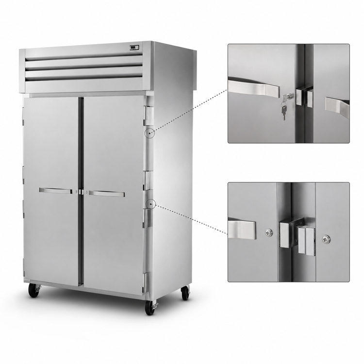 Product image #4 for True SPEC SERIES Two-Section Pass-Thru Reach-In Refrigerator with Front and Rear Locking Stainless Steel Doors
