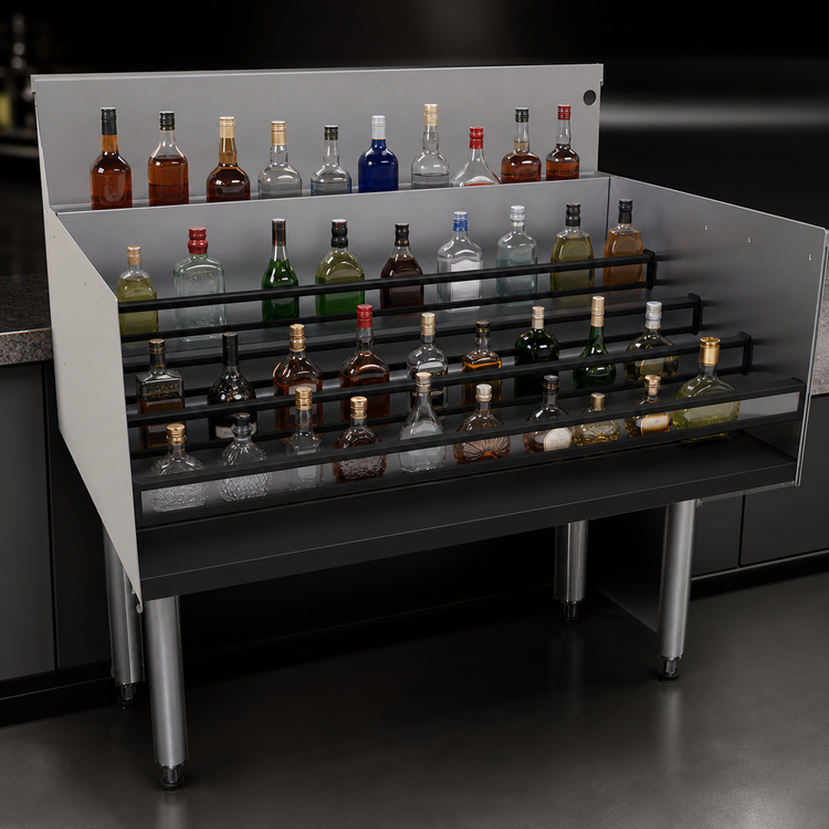 Product image #4 for Glastender 36-Inch Free-Standing 4-Step Underbar Liquor Steps, 24-Inch Deep, Stainless Steel