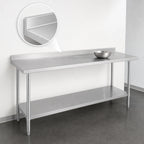 Thumbnail image #4 for Duke Manufacturing 314S-36144-2R Stainless Steel Work Table, 14-Gauge 300 Series Top, 1-1/8-Inch Riser, Undershelf, 144 x 36 Inches