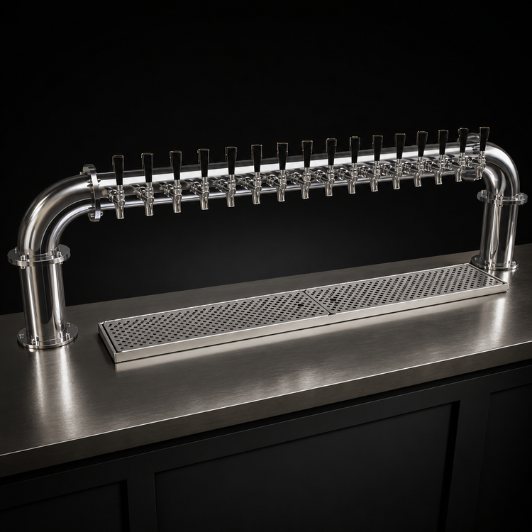 Product image #4 for Glastender Countertop Pipe Pass-Thru Glycol-Cooled Draft Dispensing Tower, 16 Faucets, 2 Columns