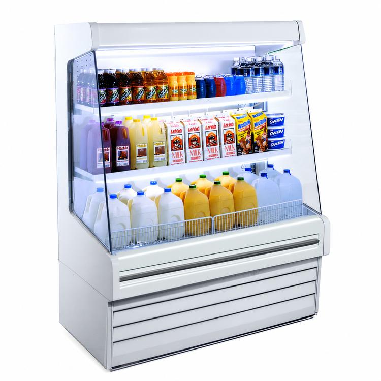 Product image #4 for Howard-McCray Ovation Series Dairy Open-Air Merchandiser, 75"W x 60"H, Stainless Steel, Remote Refrigeration