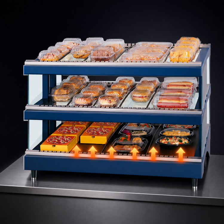Product image #4 for Hatco Glo-Ray Designer Slant Display Warmer with Dual Heated Glass Shelves, 27-Inch Countertop