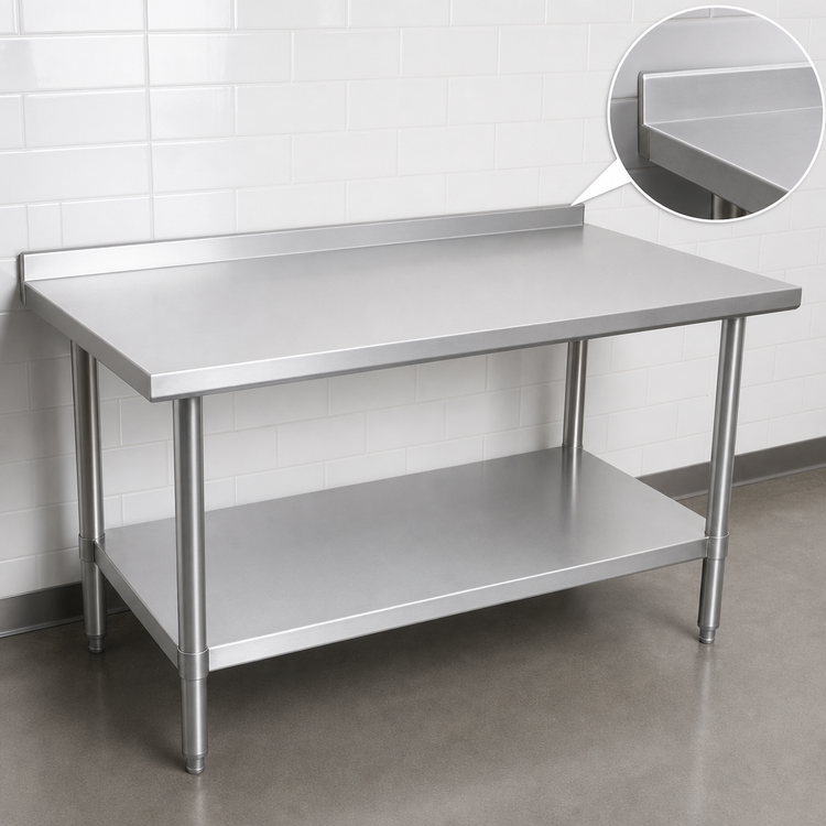 Product image #4 for John Boos Stallion 84-Inch x 24-Inch Stainless Steel Work Table with Rear Up-Turn and Adjustable Undershelf