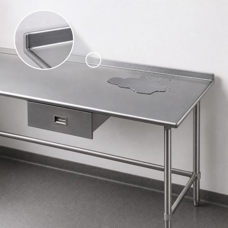 Product image #4 for Eagle Budget Series 108-Inch x 24-Inch 430 Stainless Steel Work Table with 1-1/2-Inch Rear Upturn