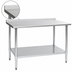 Thumbnail image #4 for Eagle Group Budget Series 84-Inch x 36-Inch 430 Stainless Steel Work Table with 1-1/2-Inch Rear Up-Turn and Adjustable Undershelf