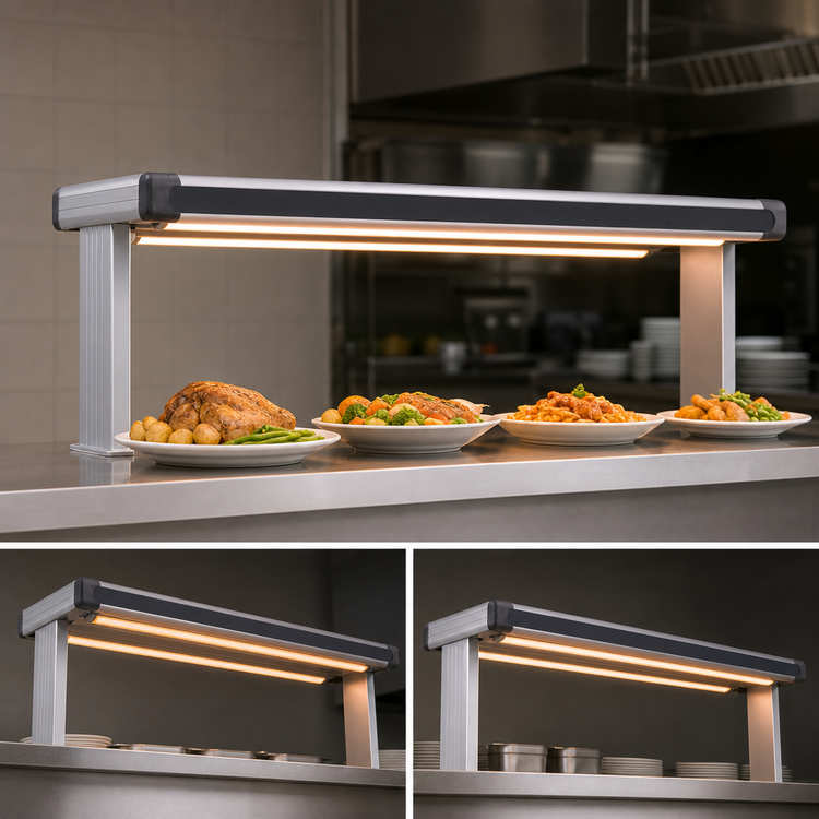 Product image #4 for Hatco Glo-Ray GR2AL-84D3 Designer Dual Strip Heater with Lights, 87-1/2 Inch Wide, Aluminum, 3420 Watts