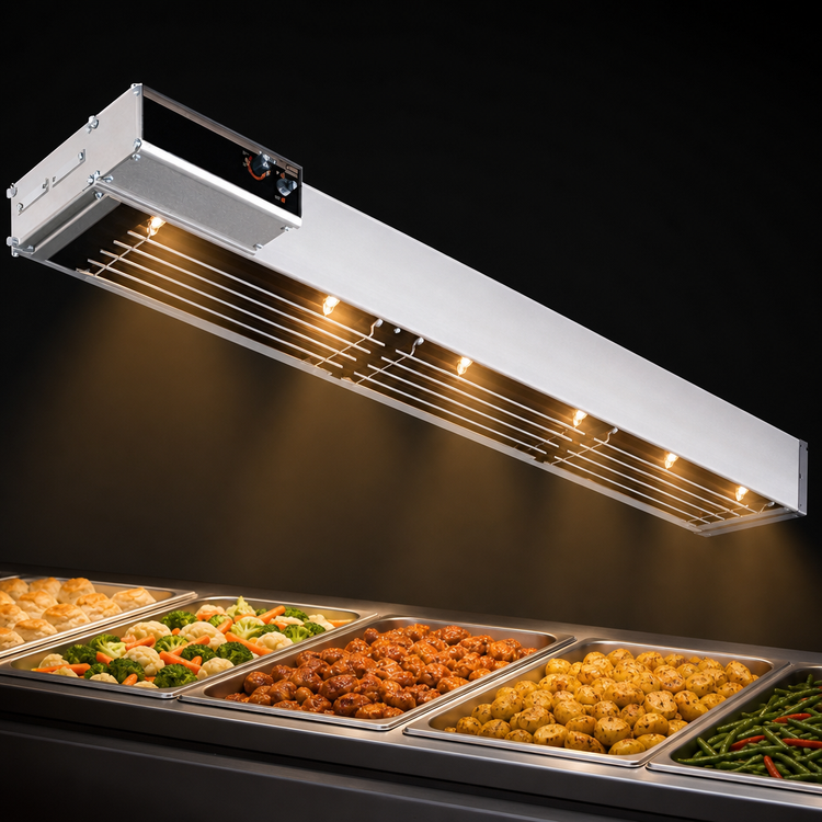 Product image #4 for Hatco Glo-Ray High-Watt Dual Lighted Infra-Black Strip Heater, 66 Inch Wide, 6 Inch Spacer